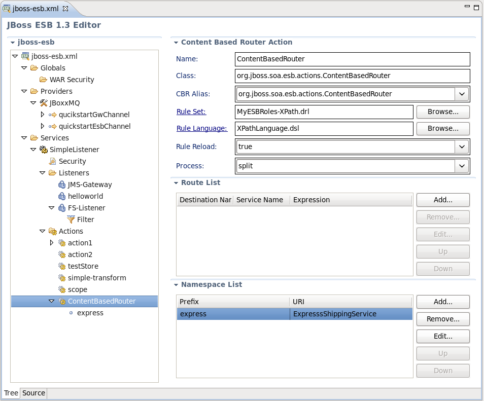 Form Editor for Content Based Router