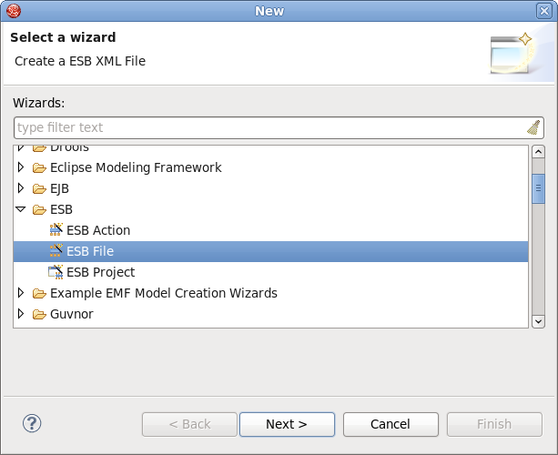 Select a wizard - ESB File