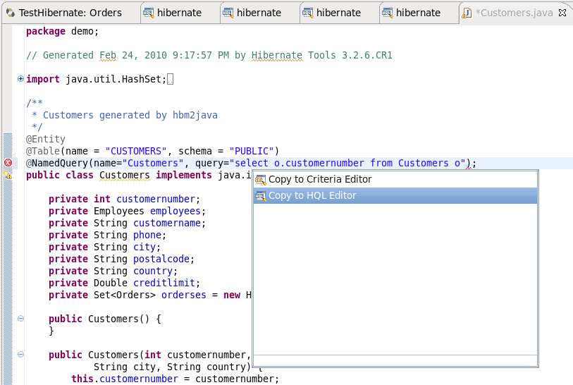 hibernate code example