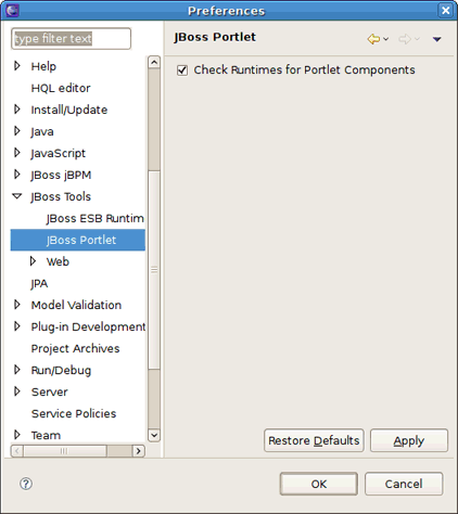 JBoss Runtime Preferences