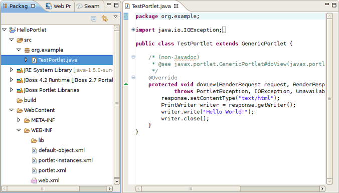 Structure of the Project with a Java Portlet