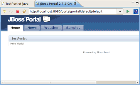 Java Portlet in the Browser Window