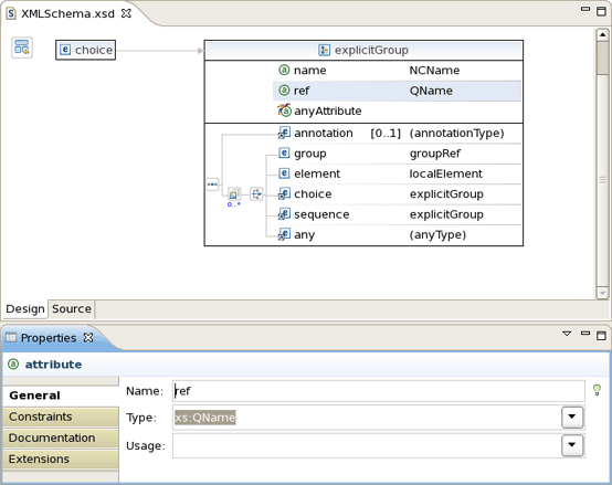 Properties View in XSD Editor