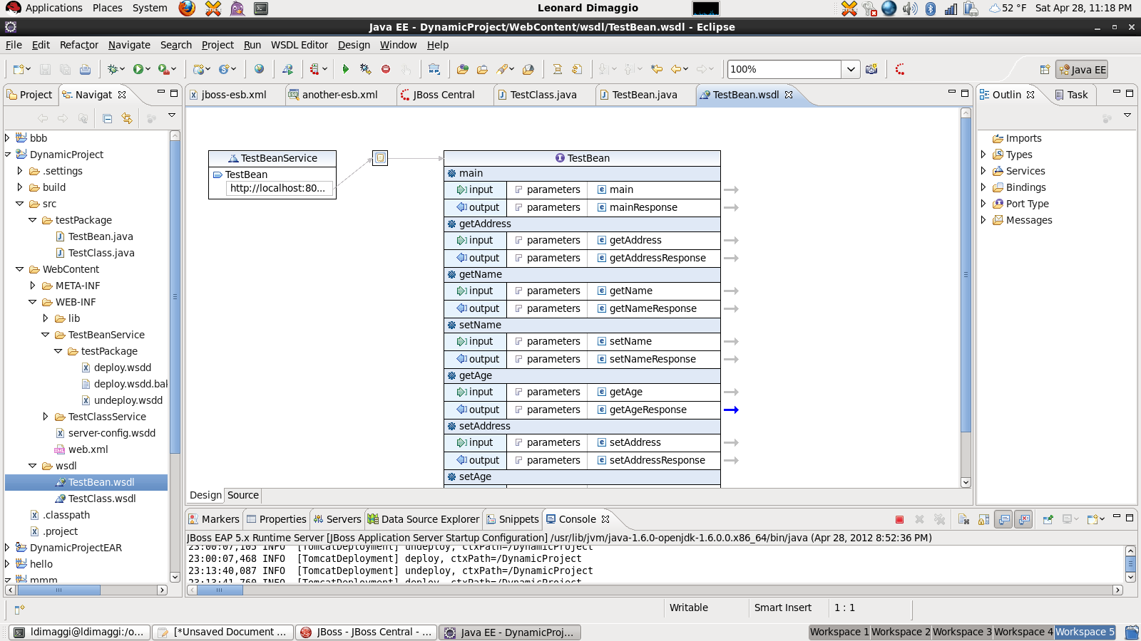 The Generated HelloWorldService.wsdl File in the wsdl Folder