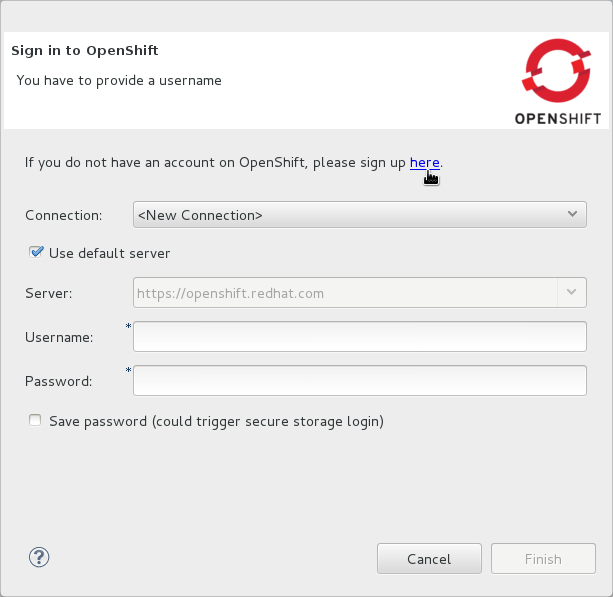 Click the link to sign up for an account.