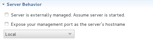 This section enables you to customize server behavior that encompasses how the IDE communicates with the server.