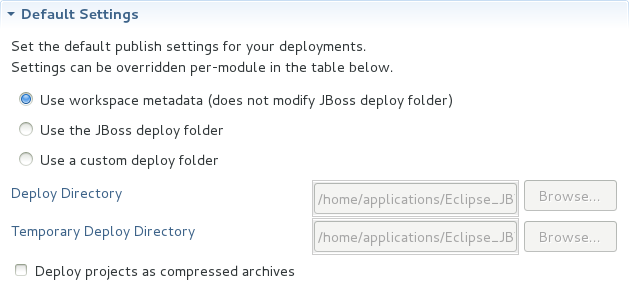 This section specifies where deployments are kept and how they are packaged.