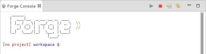 In the Forge Console tab, click the Start the default Forge runtime icon. Alternatively, press Ctrl+4 and at the prompt asking if you want to start Forge, click Yes.