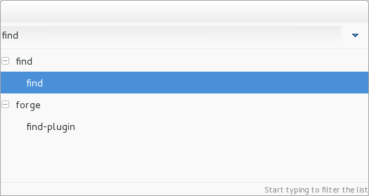 To view the list of Forge commands, with a running instance of Forge, press Ctrl+4. To insert one of the commands in to the Forge command line, in the pop-up window expand the command groups and double-click a command.
