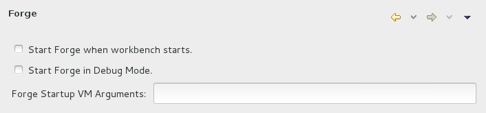 To open the the Forge Pane, click Window→Preferences and select Forge.