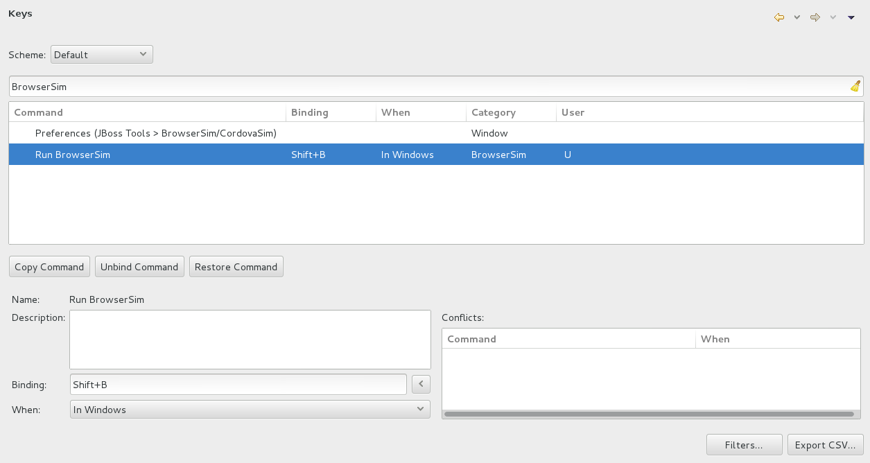 Once a unique key binding is selected, click Apply and click OK to close the Preferences window.