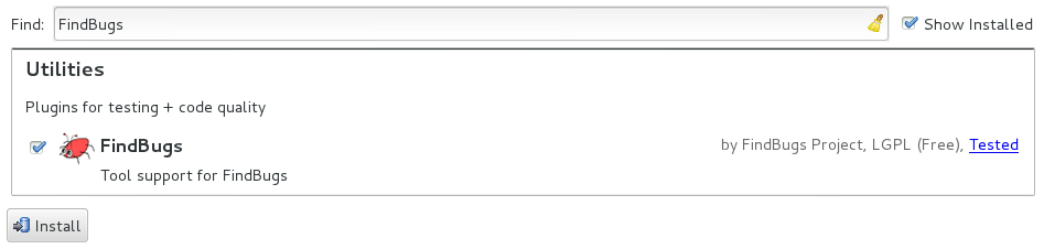 In the Find field, type the name of the software or scroll through the list to locate it. Select the check box corresponding to the software you want to install and click Install or click the Install icon.