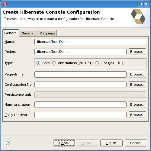 Creating Hibernate Console Configuration