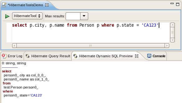 Hibernate Dynamic Query Translator View