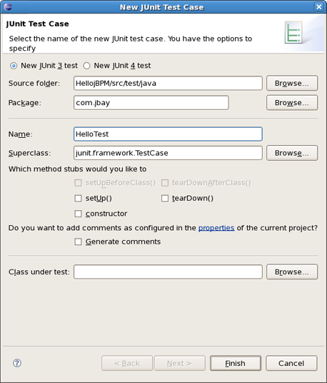Create Test Dialog