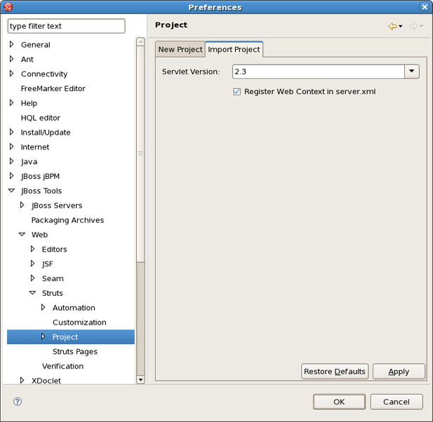 Import Struts Pages