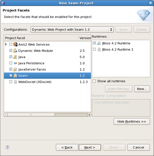 Project Facets Selection