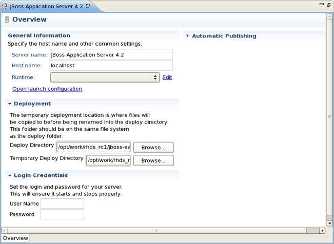Preferences Page for the Chosen Server
