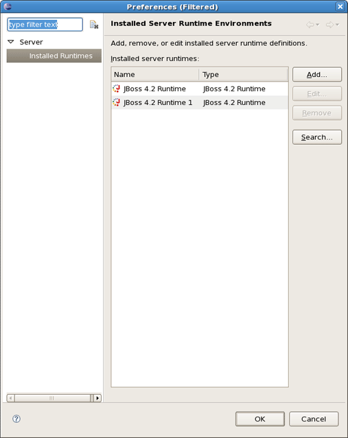 Installed Server Runtime Environments