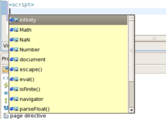 JavaScript Tags Content Assist