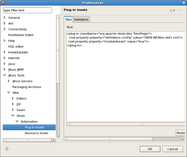 Plug-in Insets of Validators
