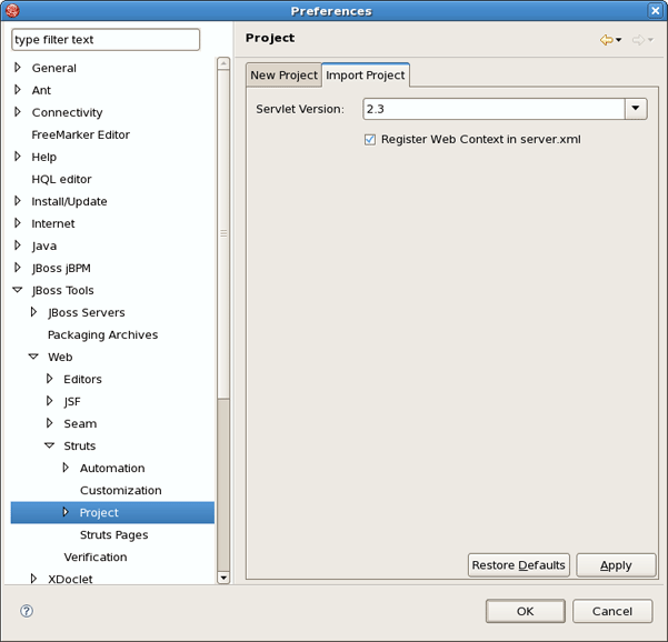 Import Struts Pages