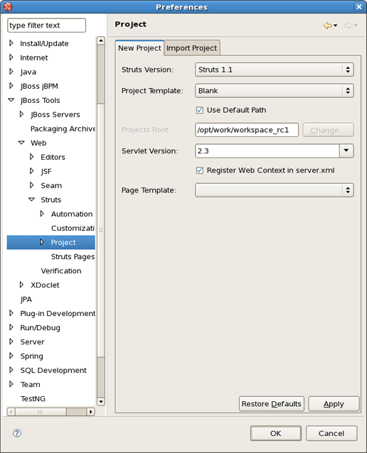 Changing Project Template