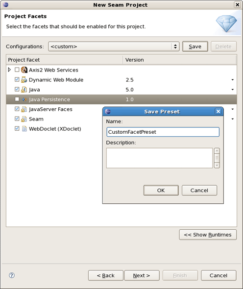 Specifying Custom Facet Preset