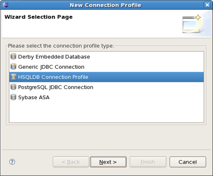 New JDBC Connection Profile