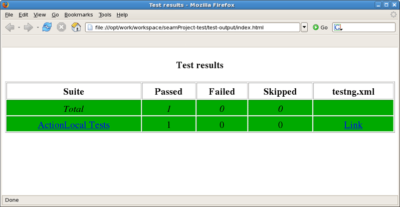 Test Results in Browser