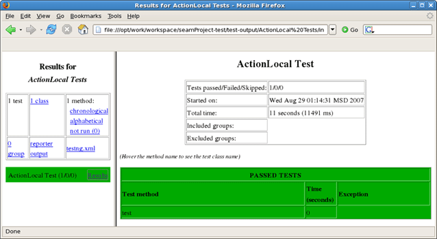ActionLocal Test Details