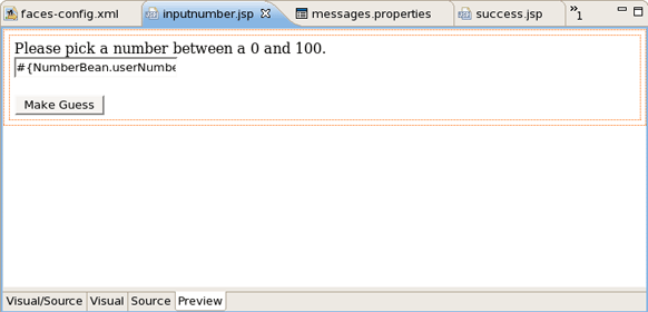 Success.jsp in Preview Mode