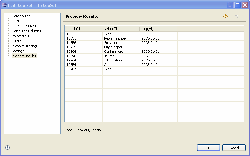 HQL Features - Preview Results Section