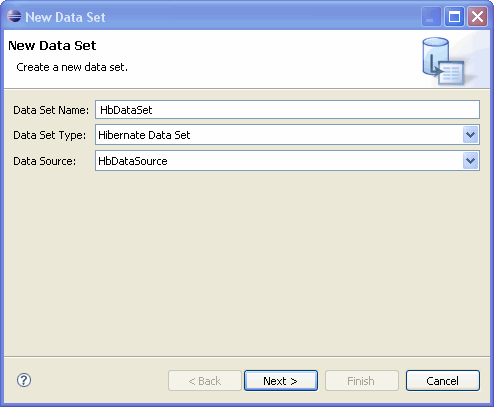 Adding Hibernate ODA Dataset