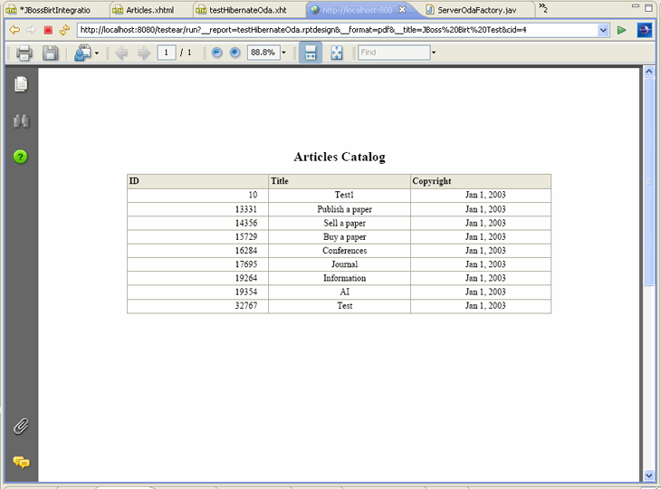 Birt PDF Report