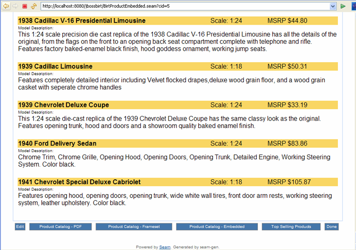 Embeding BIRT Report in Seam xhtml Page. Third Page