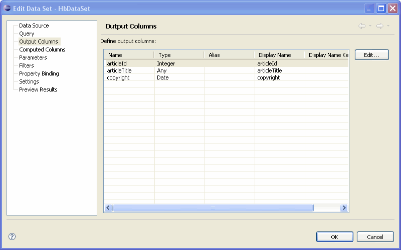 HQL Features - Output Columns Section