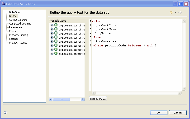 Using parameters within the Hibernate ODA driver.