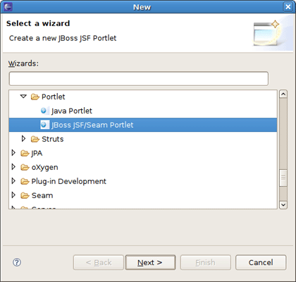 Calling New Portlet Wizard