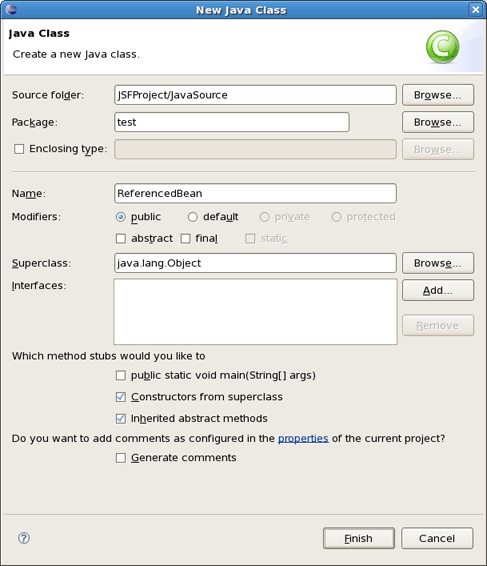 New Java Class Form