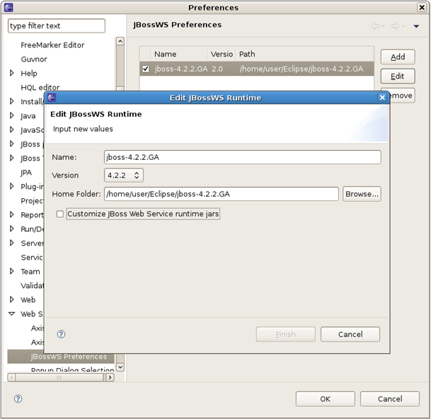 Edit JBossWS Runtime
