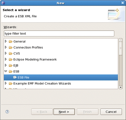 Select a wizard - ESB File