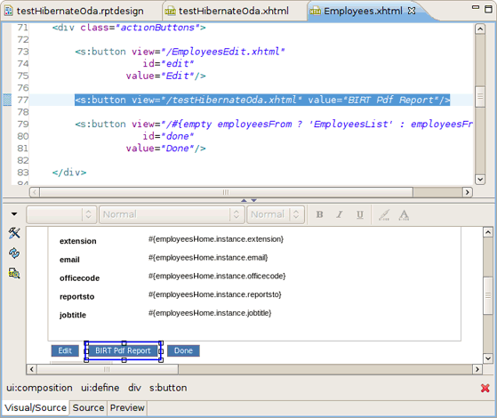 Adding Action Button to the Seam file