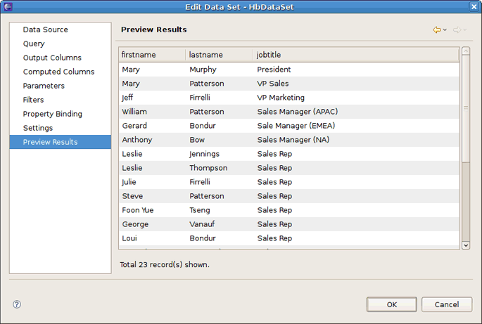 HQL Features - Preview Results Section