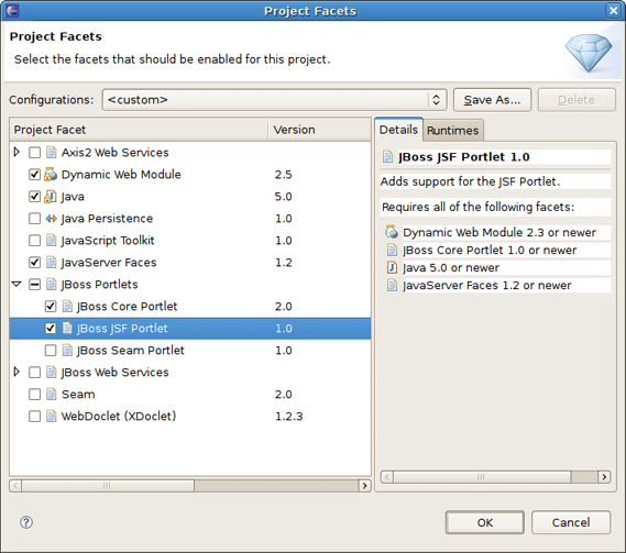 Enabling the Portlet Facets