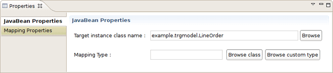 JavaBean Properties Section