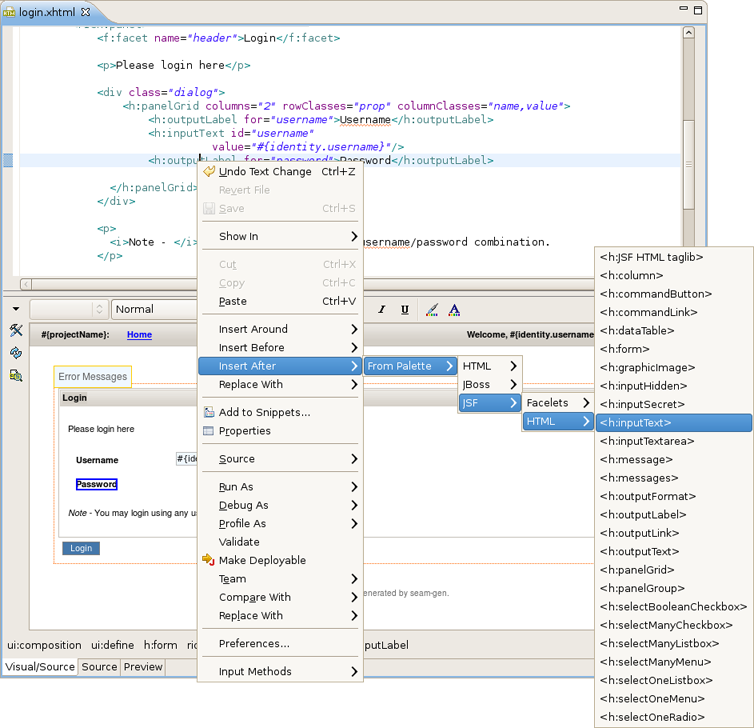 Inserting a tag into the Source part