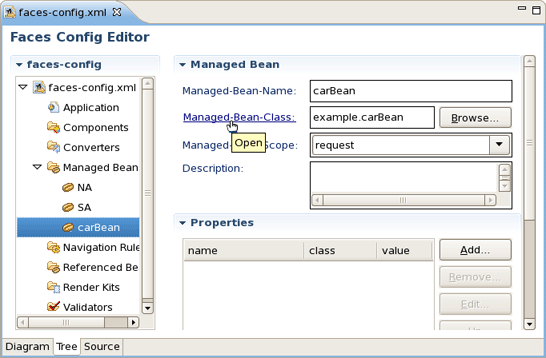 Opening of Created Managed Bean