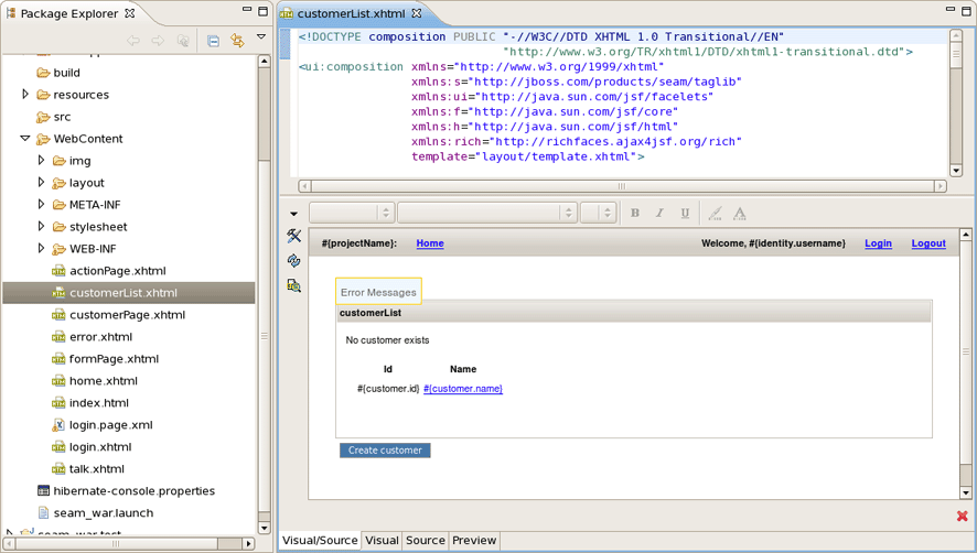 Master Page in JBoss Tools HTML Editor.