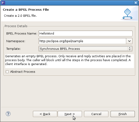 New BPEL Process File Wizard